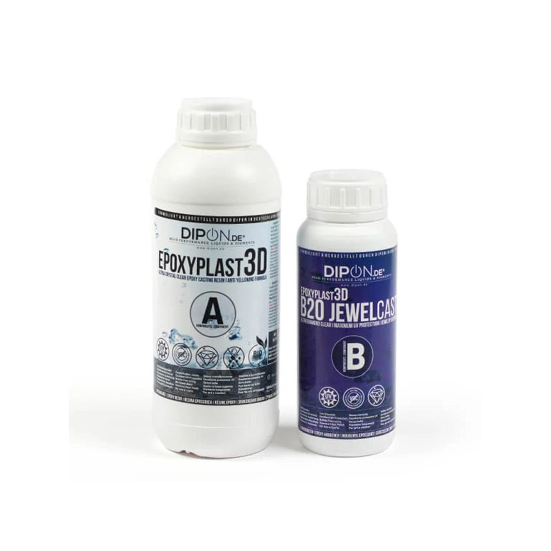 Műgyanta, kétkomponensű epoxi gyanta, Dipon B20 JewelCast, 1000+500g