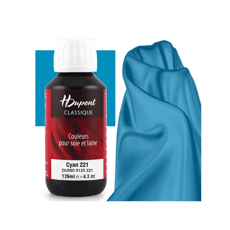 H Dupont Classique gőzfixálós selyemfesték 125 ml - 221 ciánkék, cyan