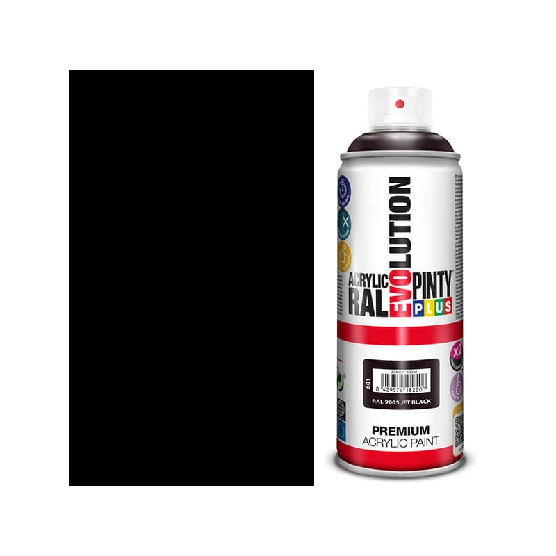 Akrilfesték spray, EVOLUTION fényes, 400 ml - RAL9005 jet black