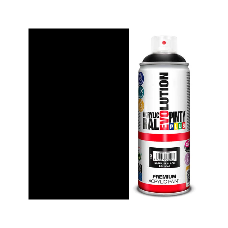 Akrilfesték spray, EVOLUTION selyemfényű, 400 ml - RAL9005 jet black
