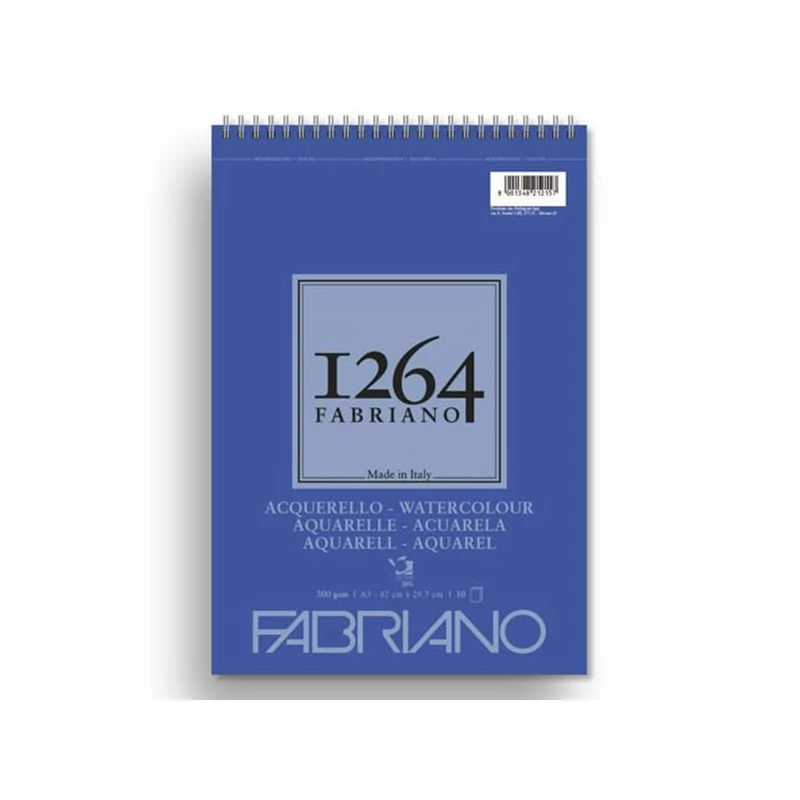 Fabriano 1264 akvarelltömb, 300 g - A3, felül spirálos