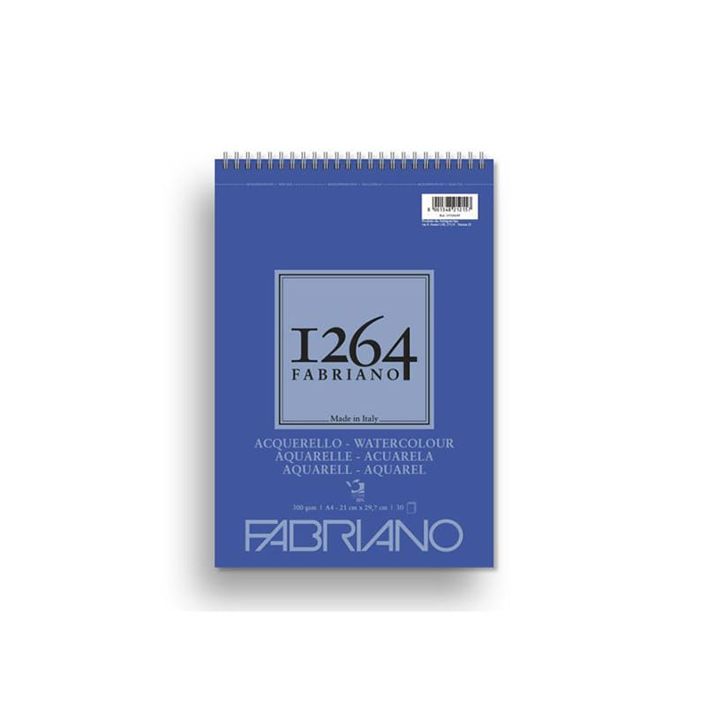 Fabriano 1264 akvarelltömb, 300 g - A4, felül spirálos