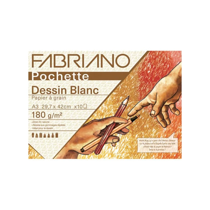 Fabriano Pochette Dessin Blanc rajzpapír csomag (dipa), 180 g - A3, 10 lap