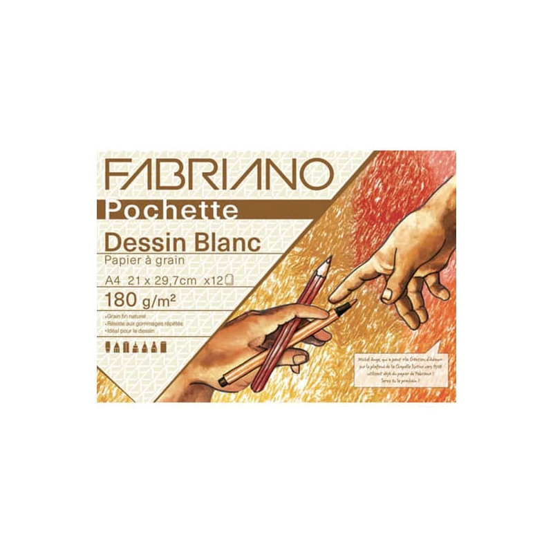 Fabriano Pochette Dessin Blanc rajzpapír csomag (dipa), 180 g - A4, 12 lap