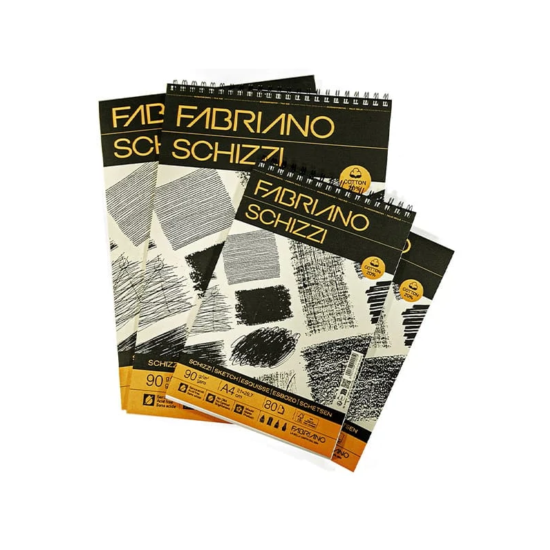 Fabriano Schizzi rajz- és vázlattömb, 90 g, 80 lap, A4, felül spirálos