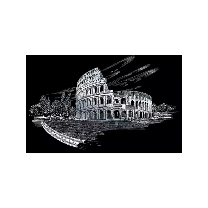Karckép gravírozó készlet karctűvel, 29x39 cm - Colosseum, ezüst
