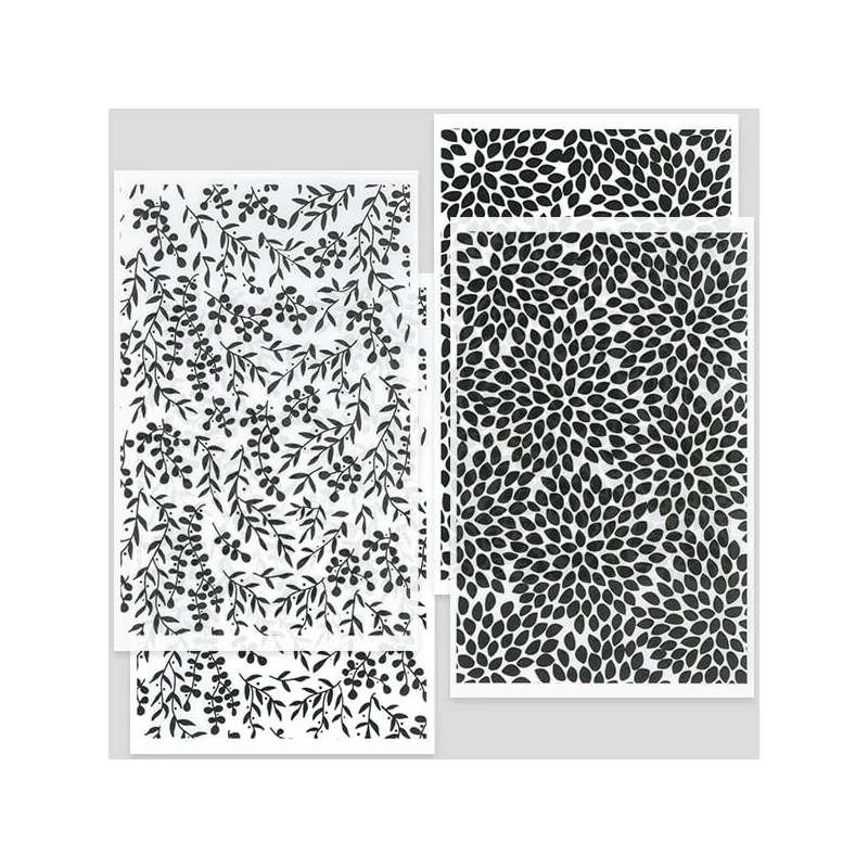 Transzfer papír süthető gyurmához, 9x14 cm, 2x2 db - levélindák, virágszirmok - fekete