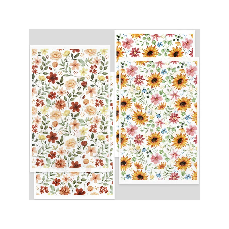 Transzfer papír süthető gyurmához, 9x14 cm, 2x2 db - mezei virágok - multicolor