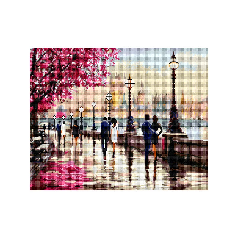 Gyémánt mozaik kirakó, feszített vásznon, 40x50 cm - Romantikus séta Londonban