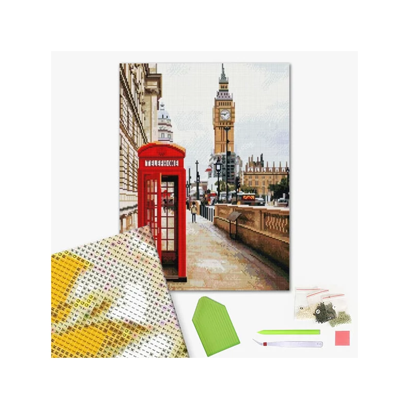 Gyémánt mozaik kirakó, feszített vásznon, 40x50 cm - London szimbólumai