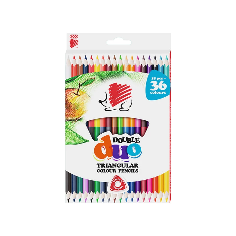ICO Süni Duo kétvégű színesceruza készlet, háromszögletű, 18 db / 36 szín