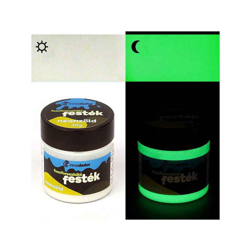 Innodekor foszforeszkáló, világító festék, 30 g - neonzöld