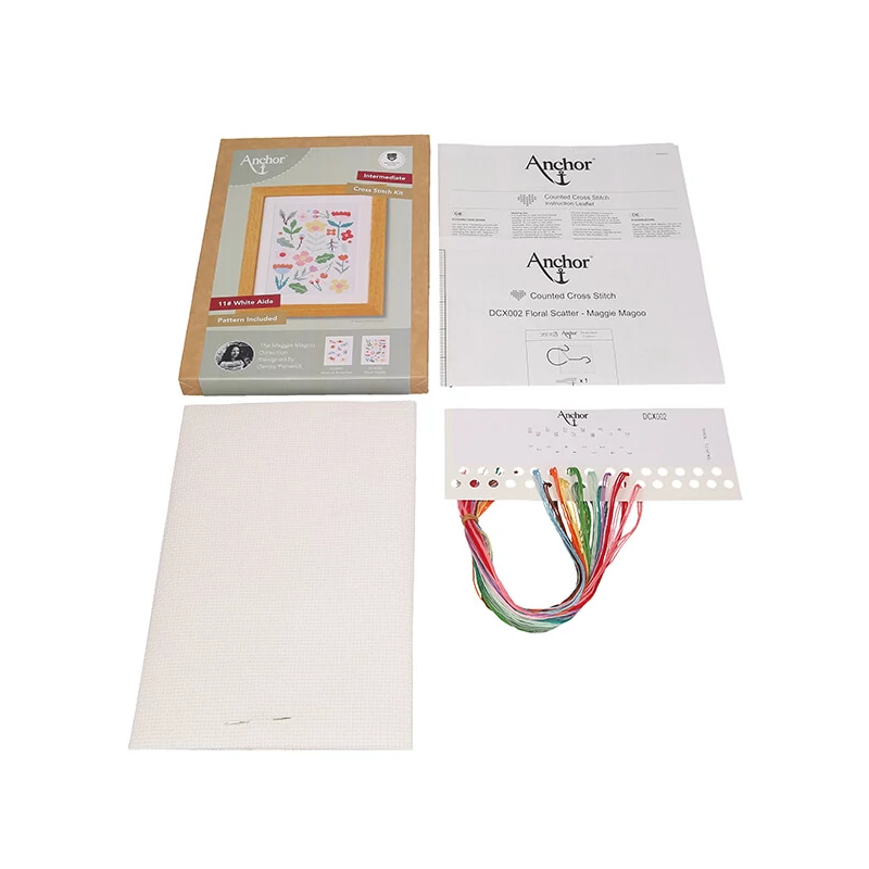 Keresztszemes hímzőkészlet, Anchor Starter Kit - Virágszórás