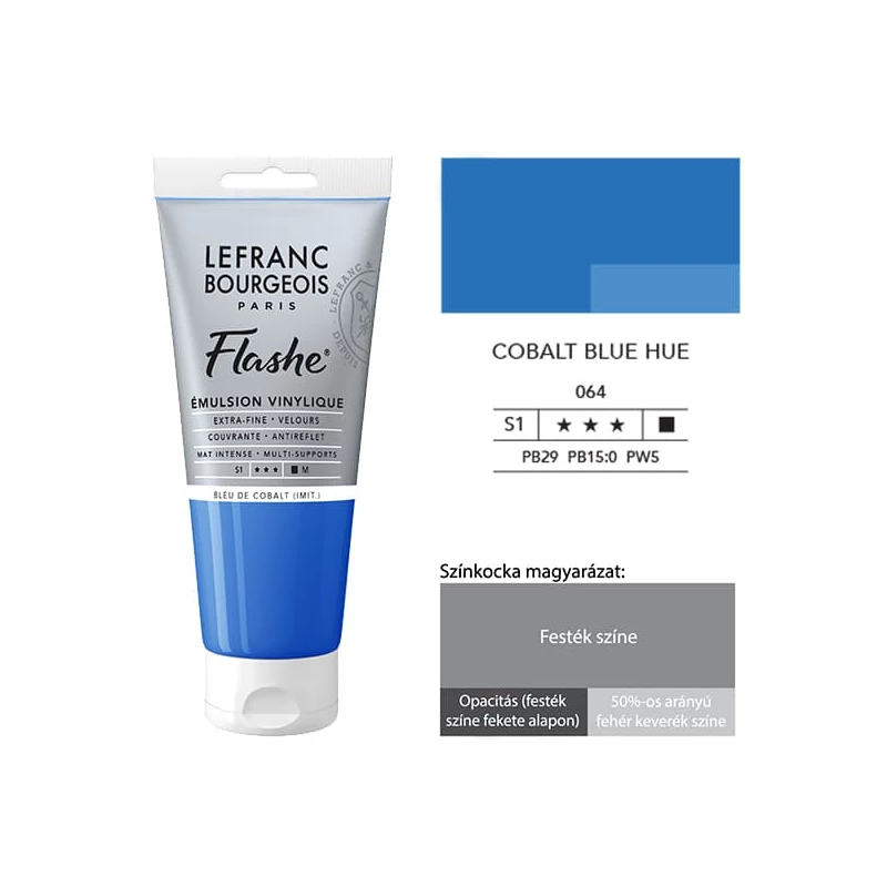 L&B Flashe vinil festék (akrilfesték), 80 ml - 064, cobalt blue hue