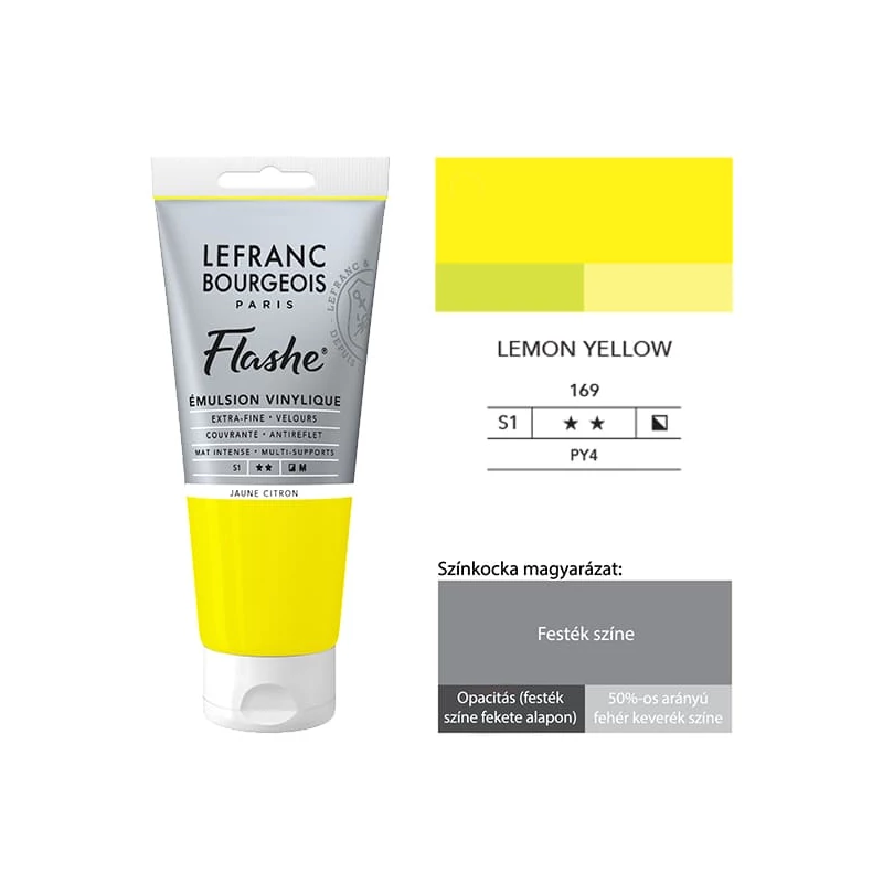 L&B Flashe vinil festék (akrilfesték), 80 ml - 169, lemon yellow