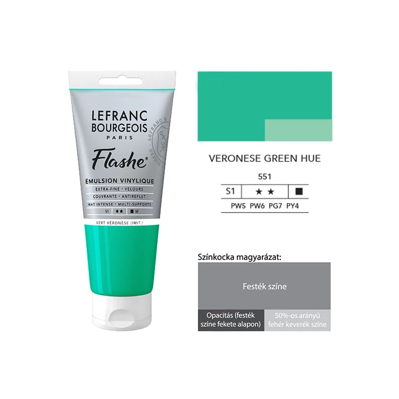 L&B Flashe vinil festék (akrilfesték), 80 ml - 551, veronese green hue