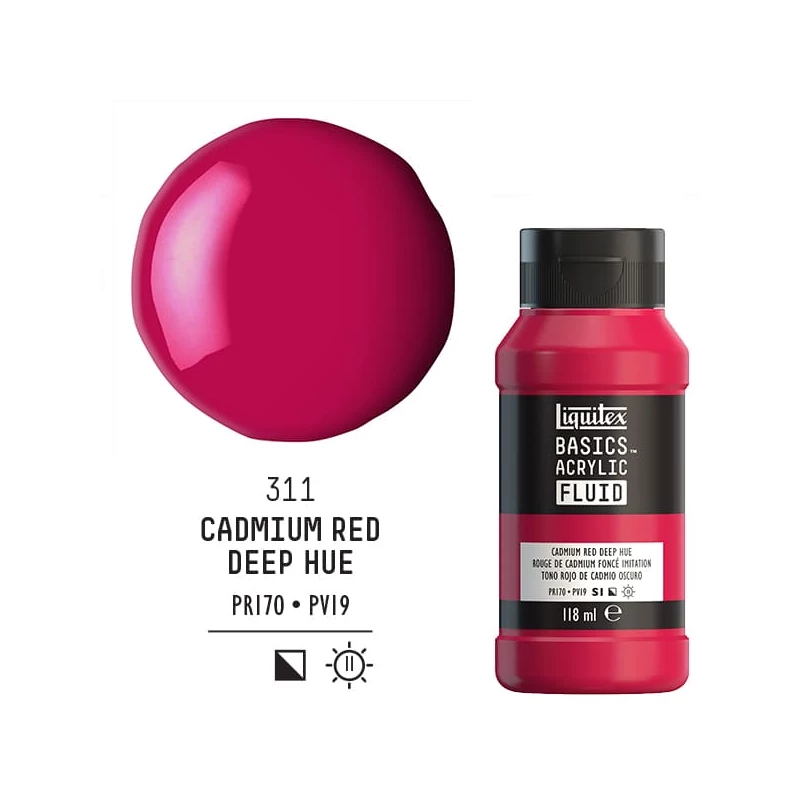 Liquitex Basics Fluid akrilfesték, 118 ml - 311, cadmium red deep hue