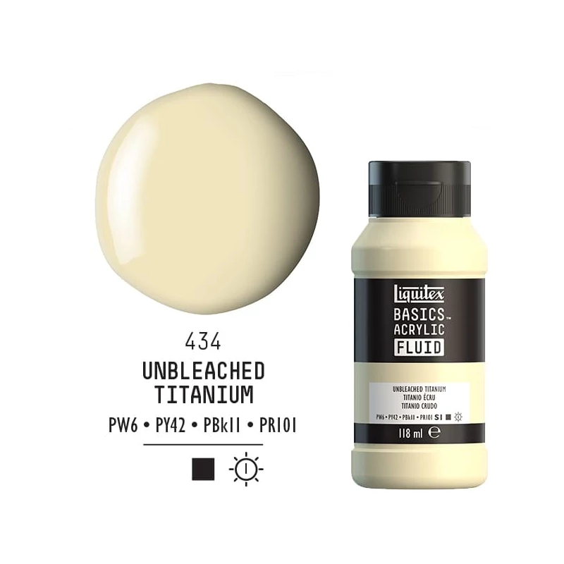 Liquitex Basics Fluid akrilfesték, 118 ml - 434, unbleached titanium
