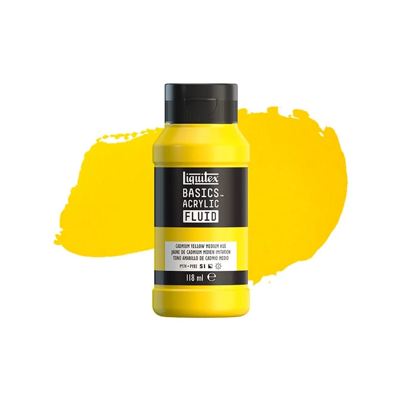 Liquitex Basics Fluid akrilfesték, 118 ml - 830, cadmium yellow medium hue