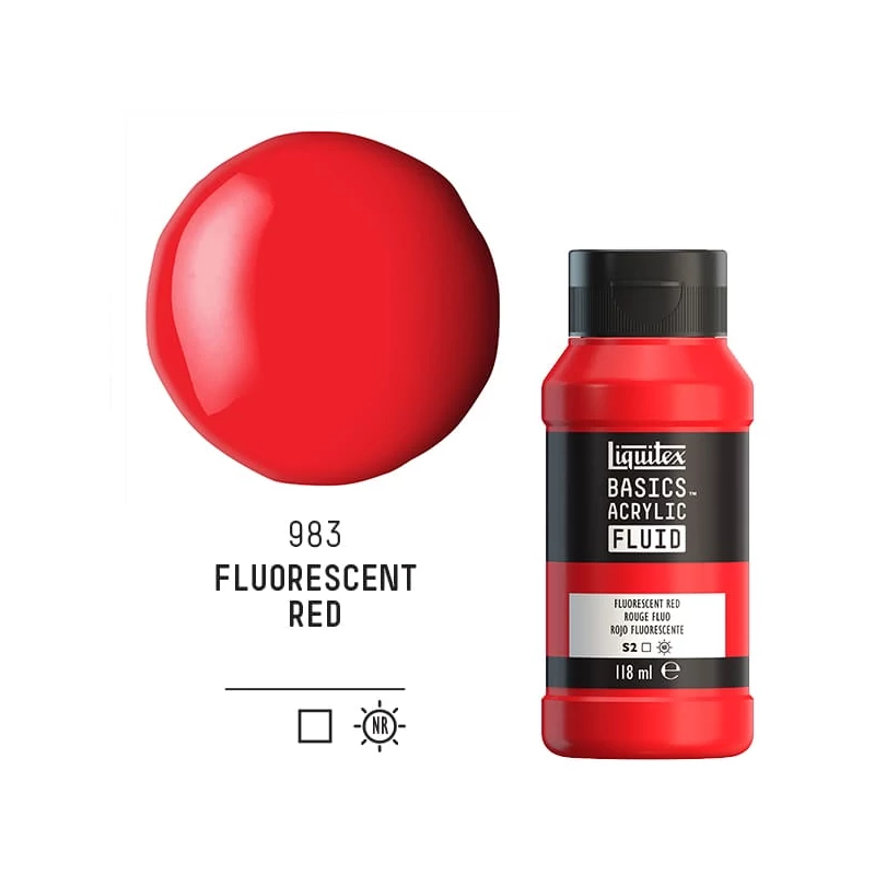 Liquitex Basics Fluid akrilfesték, 118 ml - 983, fluorescent red