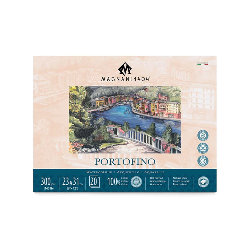 Magnani Portofino akvarelltömb, 100% pamut, 300 g, 23x31 cm, 20 lap, sima