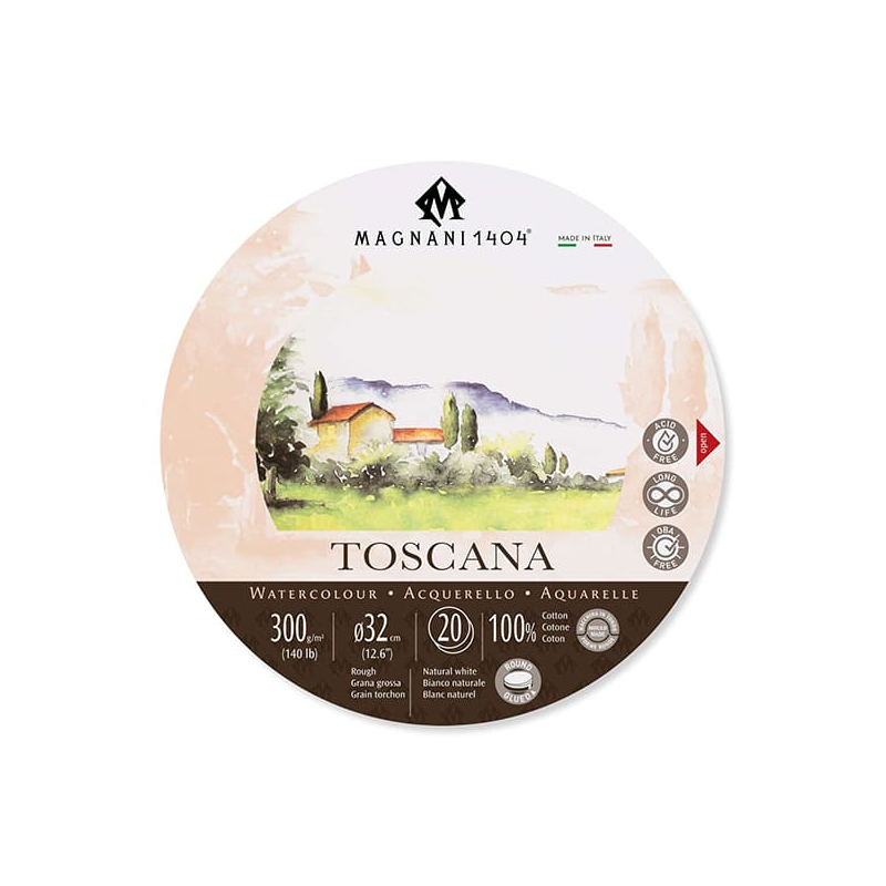 Magnani Toscana akvarelltömb, 100% pamut, 300 g, 32 cm kerek, 20 lap, érdes