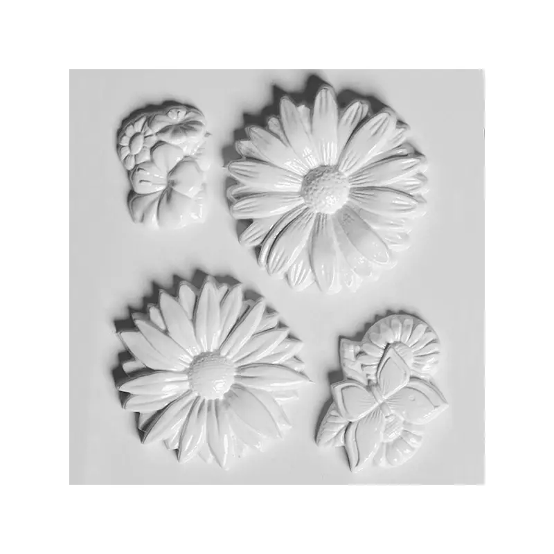Hobbyművész műanyag öntőforma - virágok, margaréta, 4 db