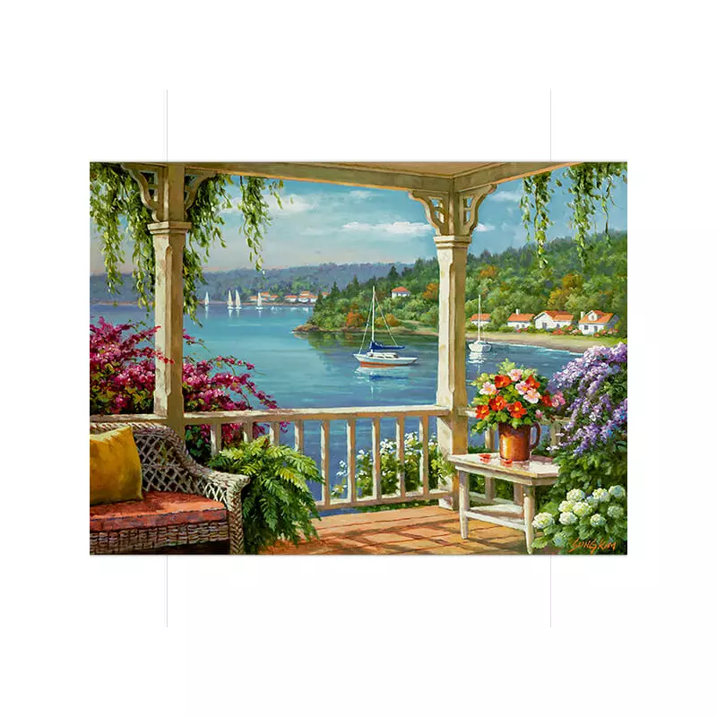 Számozott kifestő készlet, akrilfesték+ecset, 29x39 cm - Silver lake veranda