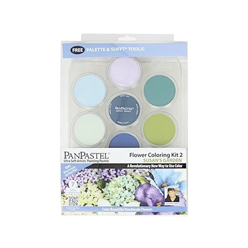 PanPastel tégelyes porpasztell készlet, 7 db + kiegészítők - Flower Coloring 2