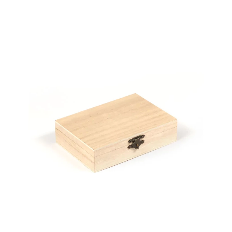 Fa doboz - 4 rekeszes, tükrös, 14x10x3,7 cm