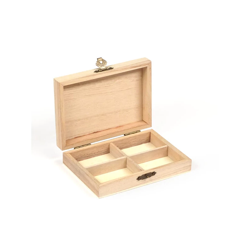 Fa doboz - 4 rekeszes, 14x10x3,5 cm