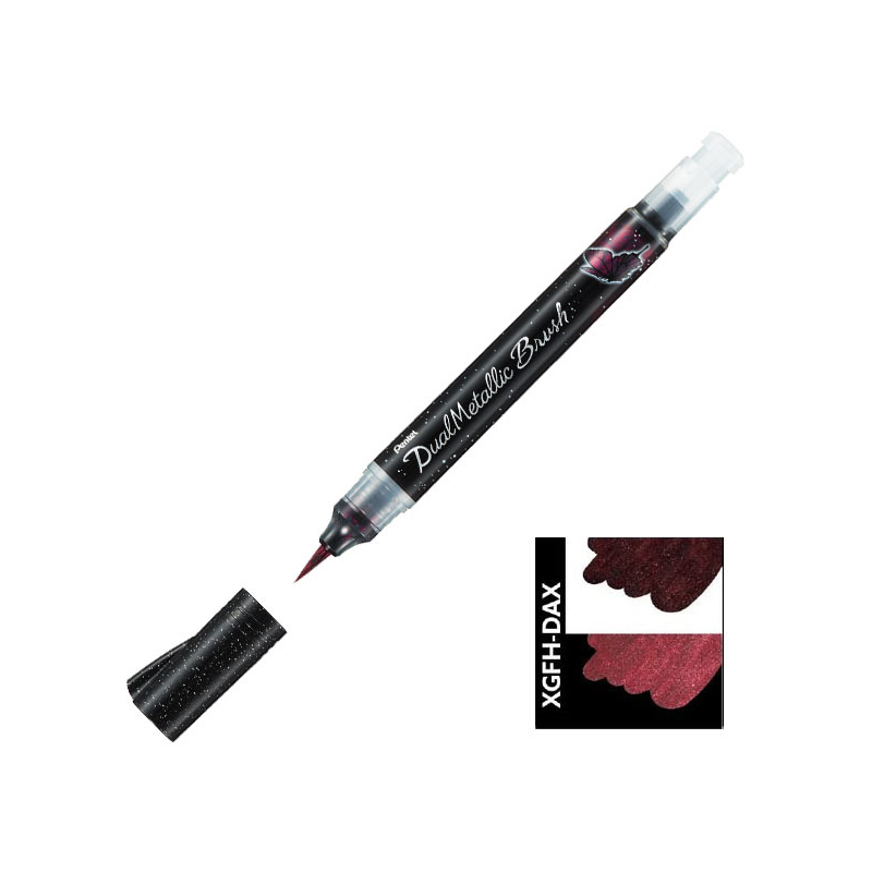 Pentel Dual Metallic Brush Pen ecsetfilc, XGFH-DAX, fekete-metálpiros