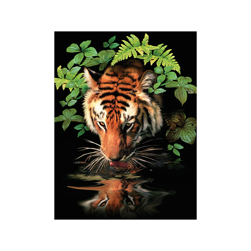 Számozott kifestő készlet, akrilfesték+ecset, 22x30 cm - Szomjas tigris