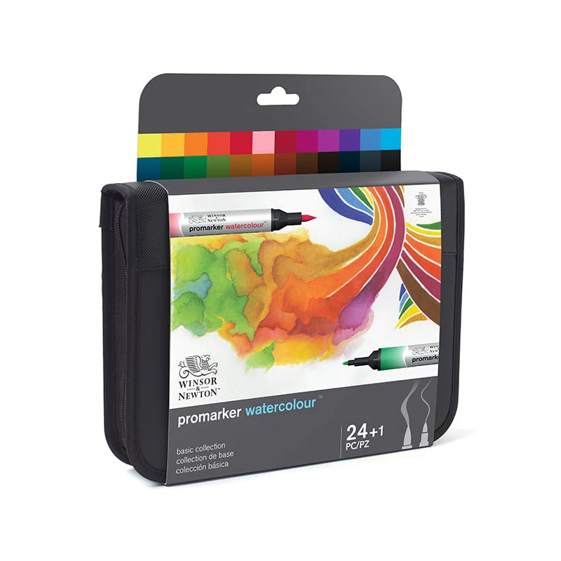 Promarker Watercolour kétvégű akvarell ecsetfilc készlet - 24 db, cipzáras tartóban