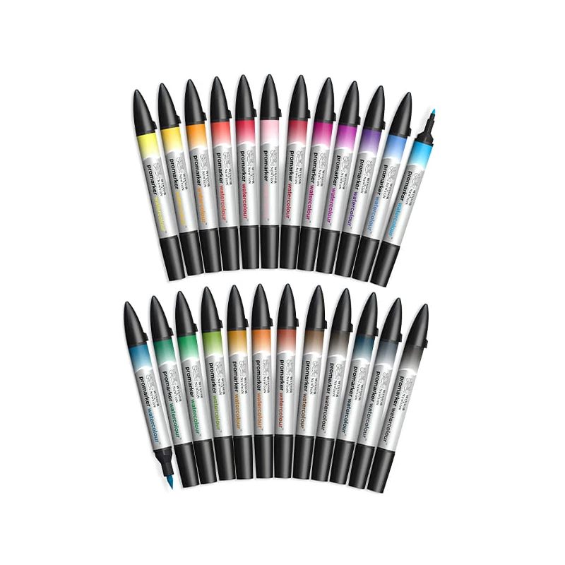 Promarker Watercolour kétvégű akvarell ecsetfilc készlet - 24 db, cipzáras tartóban