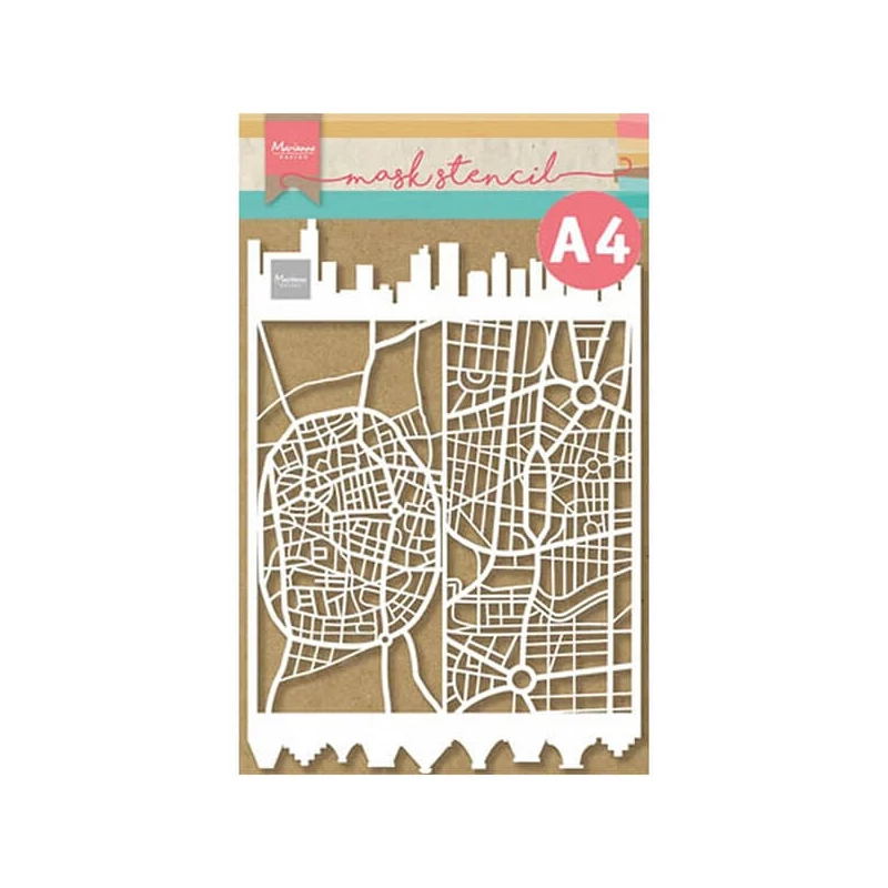 Stencil, Marianne Design, A4 - Slimline City, város