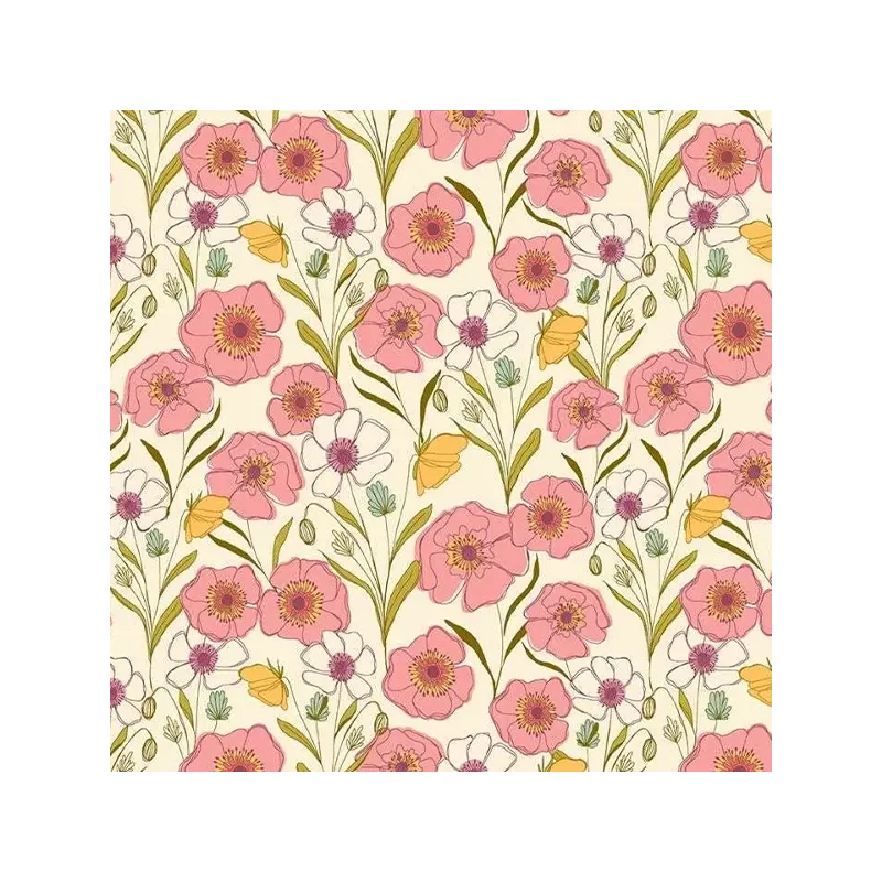 Patchwork anyag - Makower - Meadow Walk Poppies Cream 2/1337L