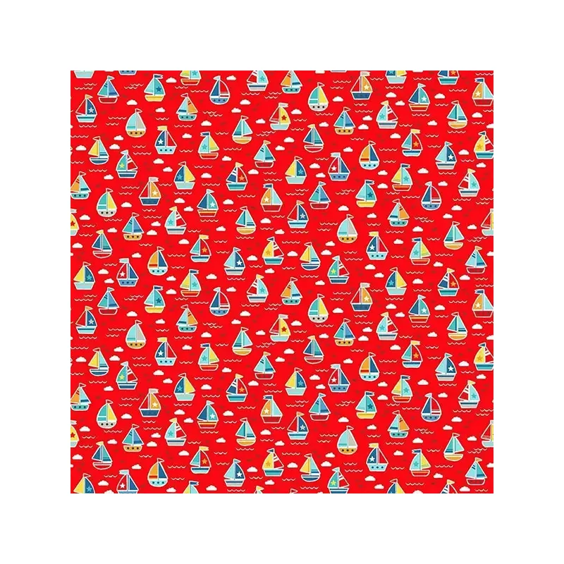 Patchwork anyag - Makower - Pool Party Boats Red 2439/R