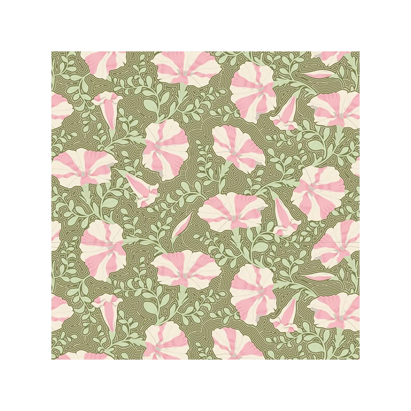 Patchwork anyag - Tilda Gardenlife - Striped Petunia Green 100313