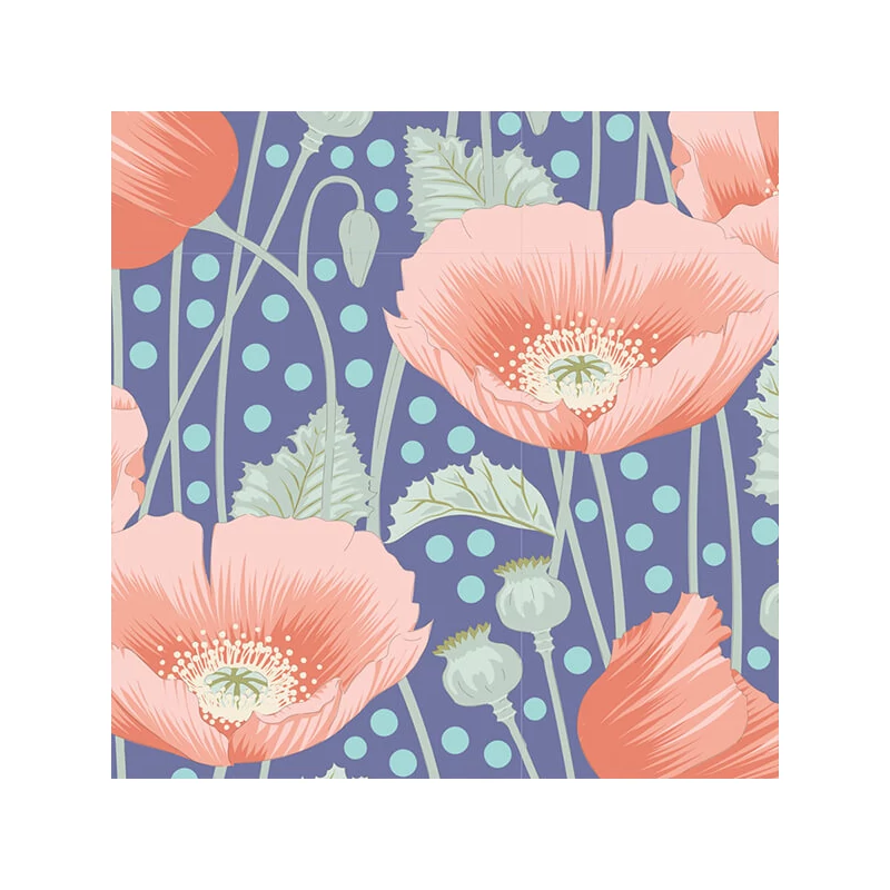 Patchwork anyag - Tilda Gardenlife - Poppies Blue 100319