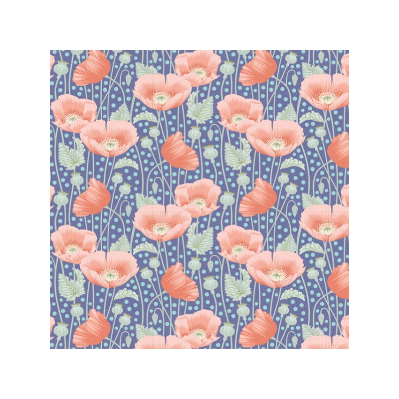 Patchwork anyag - Tilda Gardenlife - Poppies Blue 100319