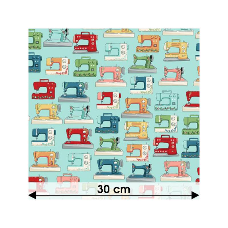 Patchwork anyag - Makower - Sewing Room Machines Blue 2503-B