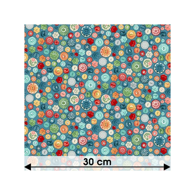 Patchwork anyag - Makower - Sewing Room Buttons Blue 2504-B