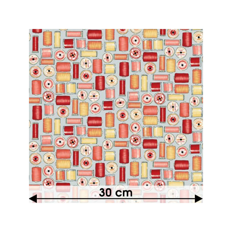 Patchwork anyag - Makower - Sewing Room Reels Red 2505-R