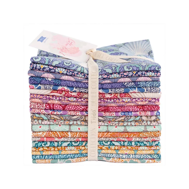 Patchwork anyag - Tilda Cotton Beach - Scallop shell teal 100336