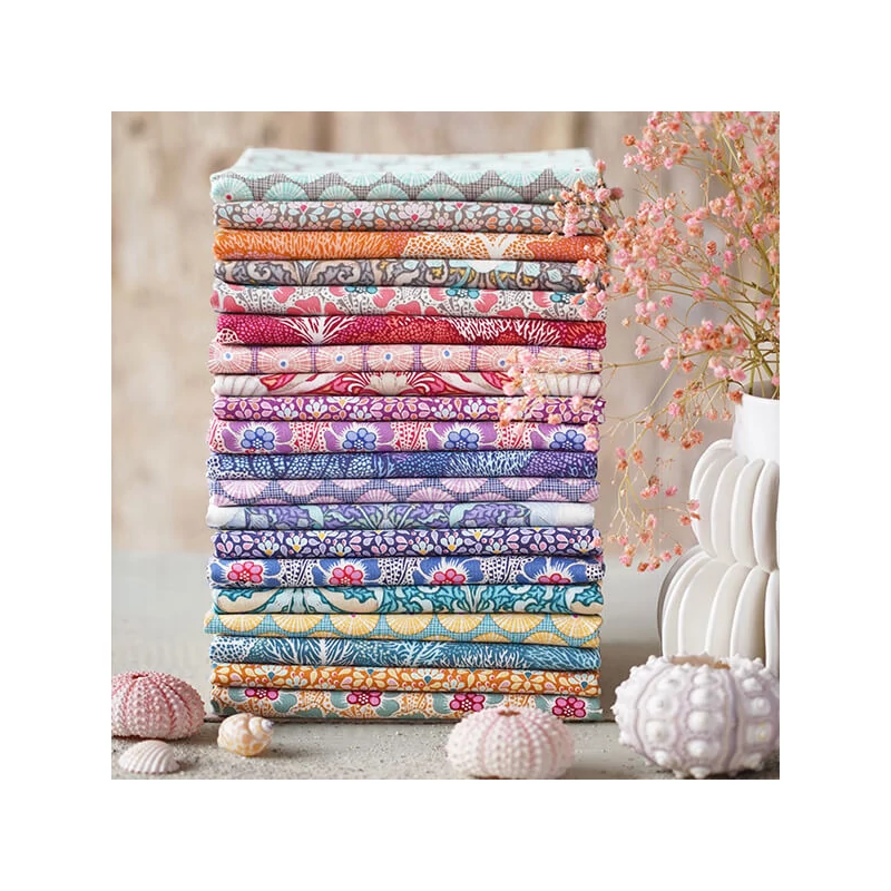 Patchwork anyag - Tilda Cotton Beach - Scallop shell teal 100336
