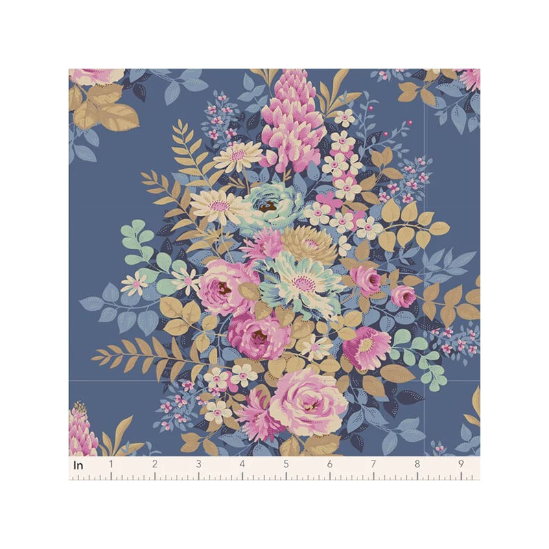 Patchwork anyag - Tilda Chic Escape - Whimsyflower blue 100449