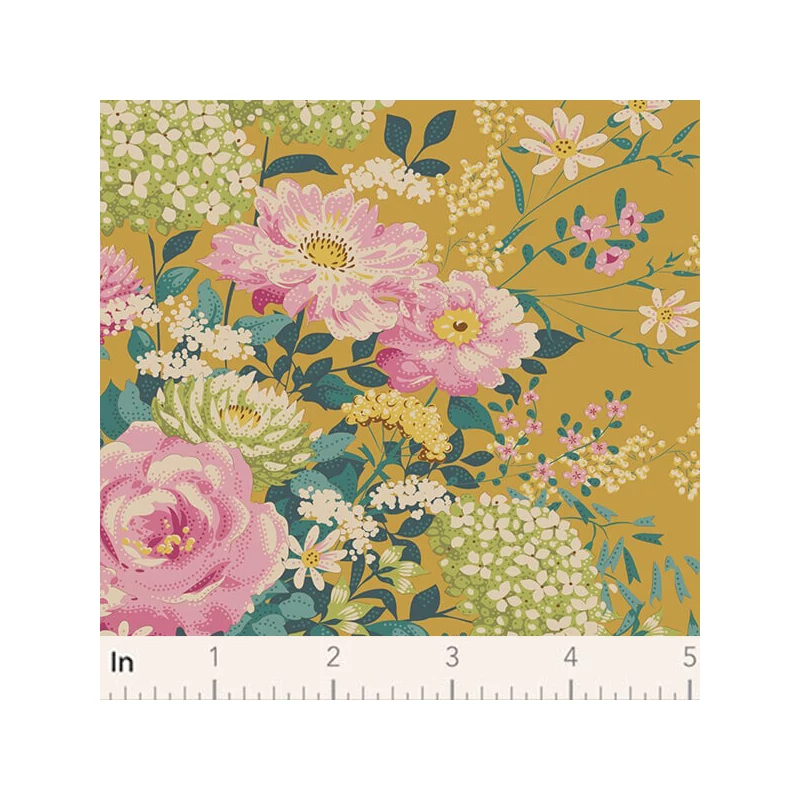 Patchwork anyag - Tilda Chic Escape - Wildgarden mustard 100454