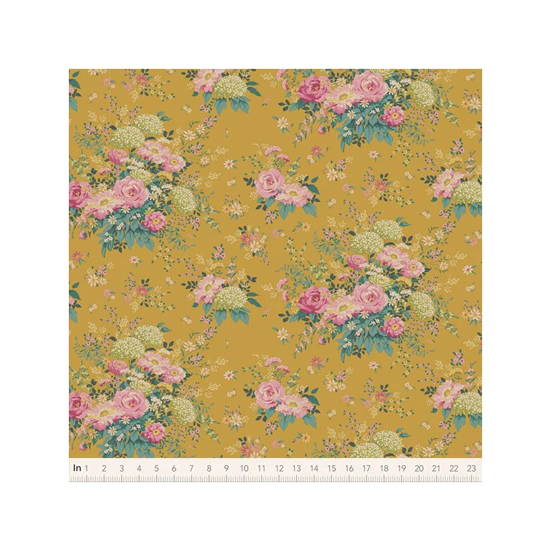 Patchwork anyag - Tilda Chic Escape - Wildgarden mustard 100454
