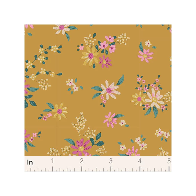 Patchwork anyag - Tilda Chic Escape - Daisyfield mustard 110048